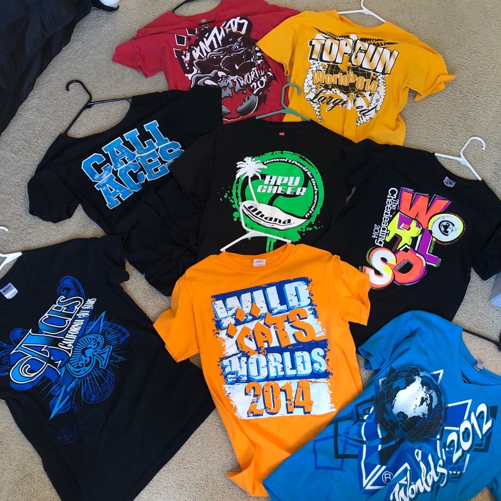 Various cheer T shirts.